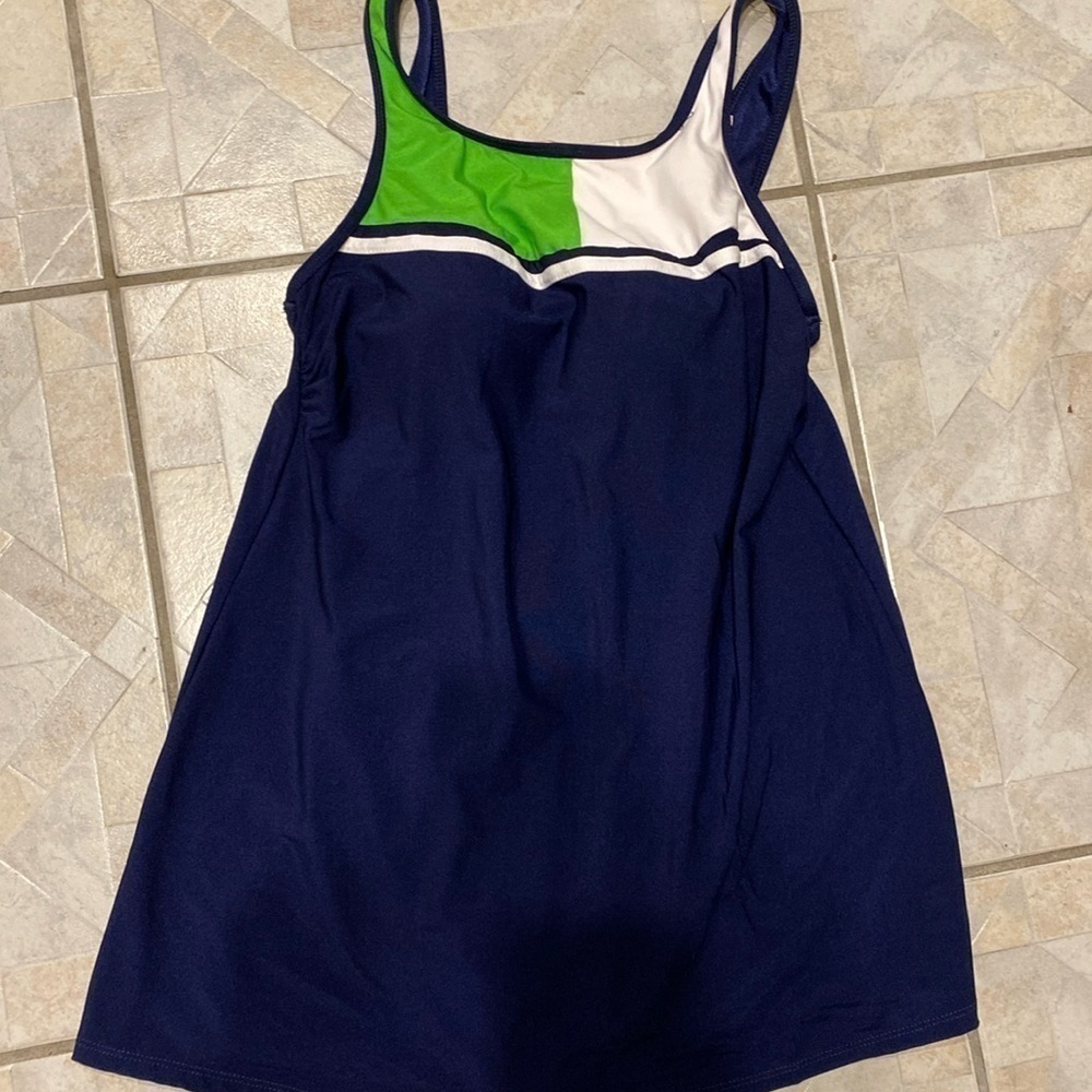 U  Delta Burke built-in bra tummy control one piece plus size swims suit 16 W